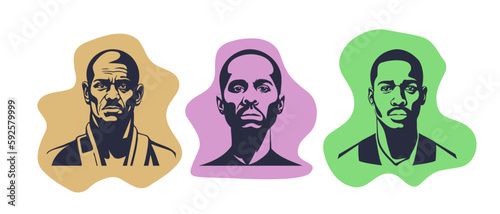 Vector portrait proud African American men. 
