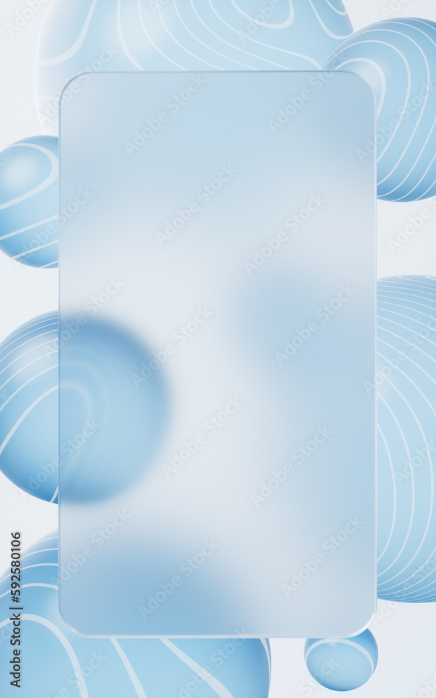 Transparent glass sphere background, 3d rendering.