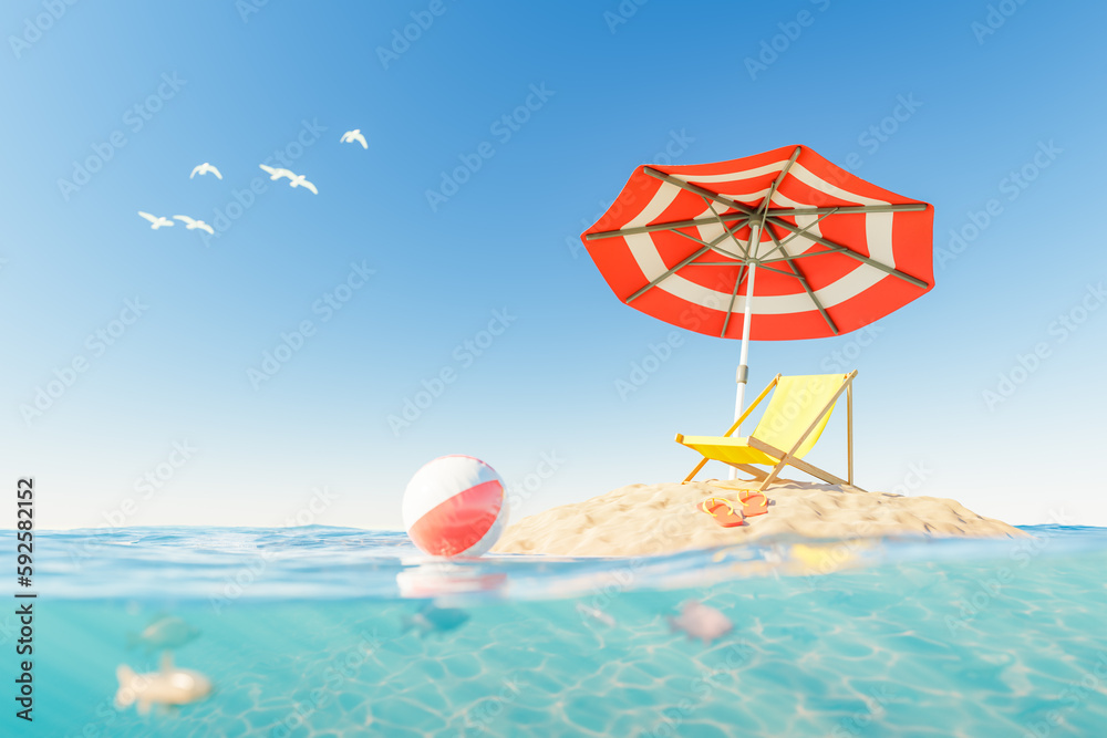 island with umbrella