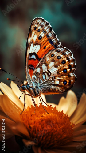 Butterfly on the flower, macro photography, ai generative © ZoomTeam