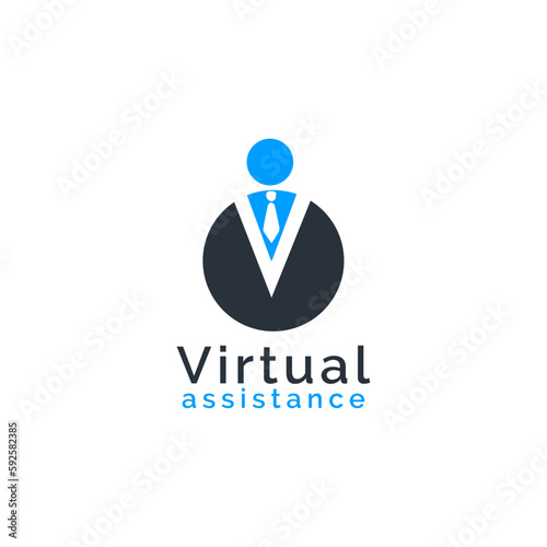 virtual assistance logo design vector templet,