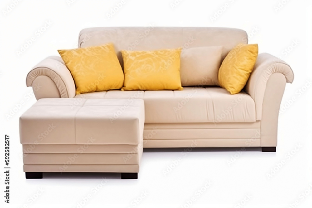 Obraz premium Modern Furniture. White Sofa, Chair Isolated on White Background