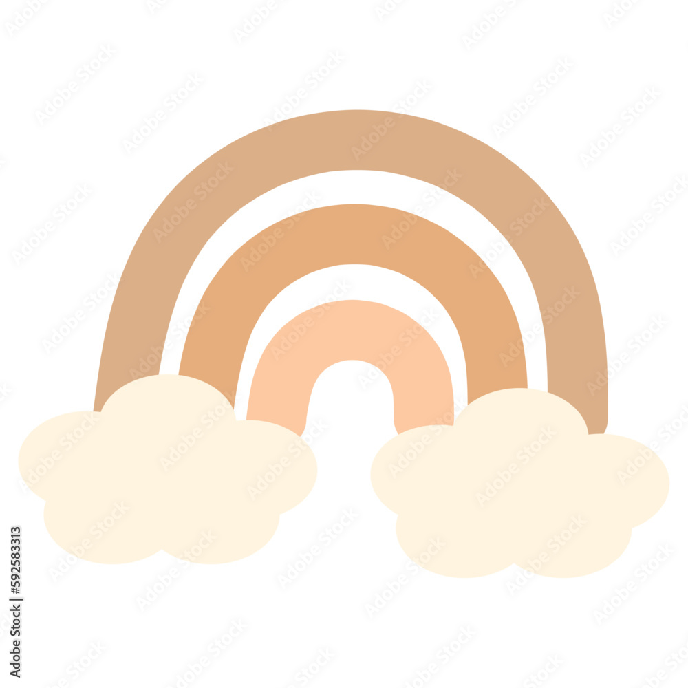 Pastel boho rainbow with clouds. Vector illustration Pastel boho rainbow with clouds. Vector illustration