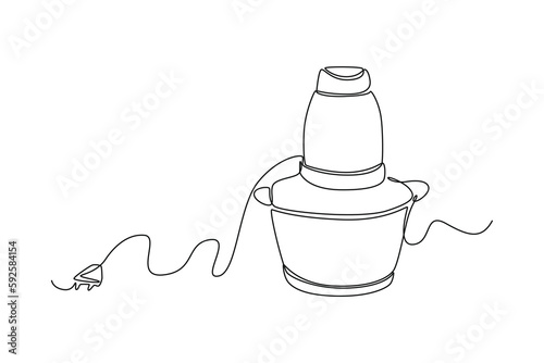 Continuous one line drawing chopper. Home appliances concept. Single line draw design vector graphic illustration.