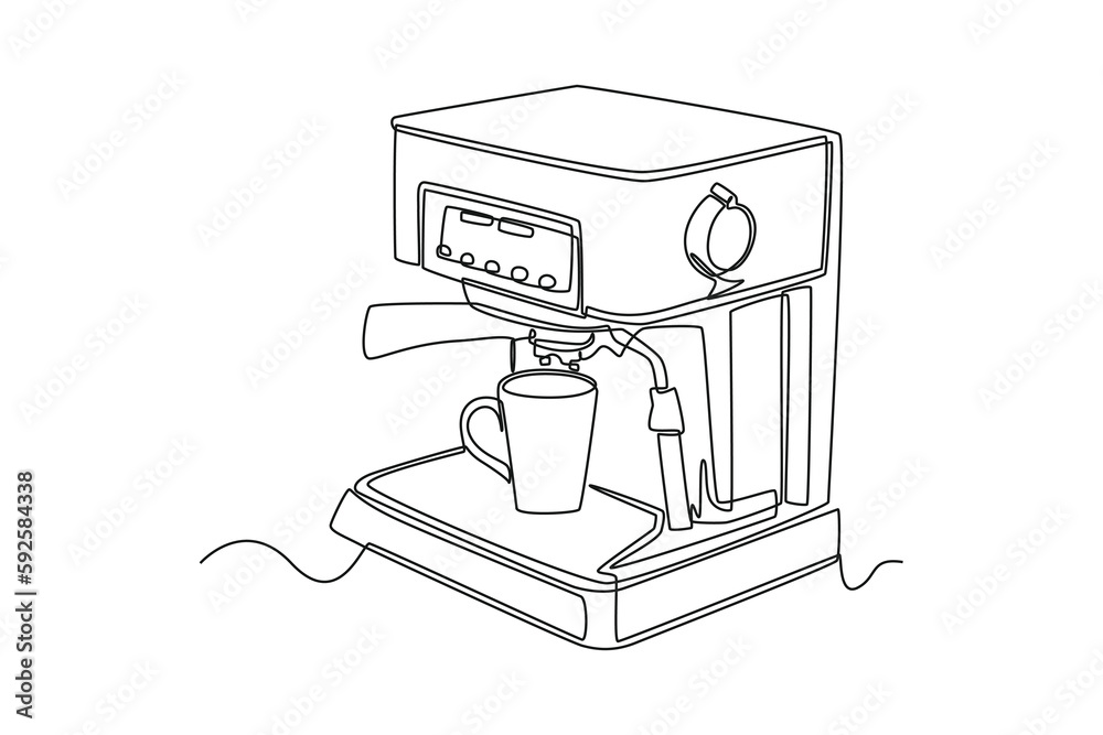 Continuous one line drawing coffee machine. Home appliances concept. Single  line draw design vector graphic illustration. Stock Vector | Adobe Stock
