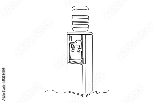 Continuous one line drawing water dispenser. Home appliances concept. Single line draw design vector graphic illustration.