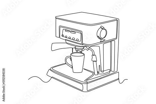 Continuous one line drawing coffee machine. Home appliances concept. Single line draw design vector graphic illustration.