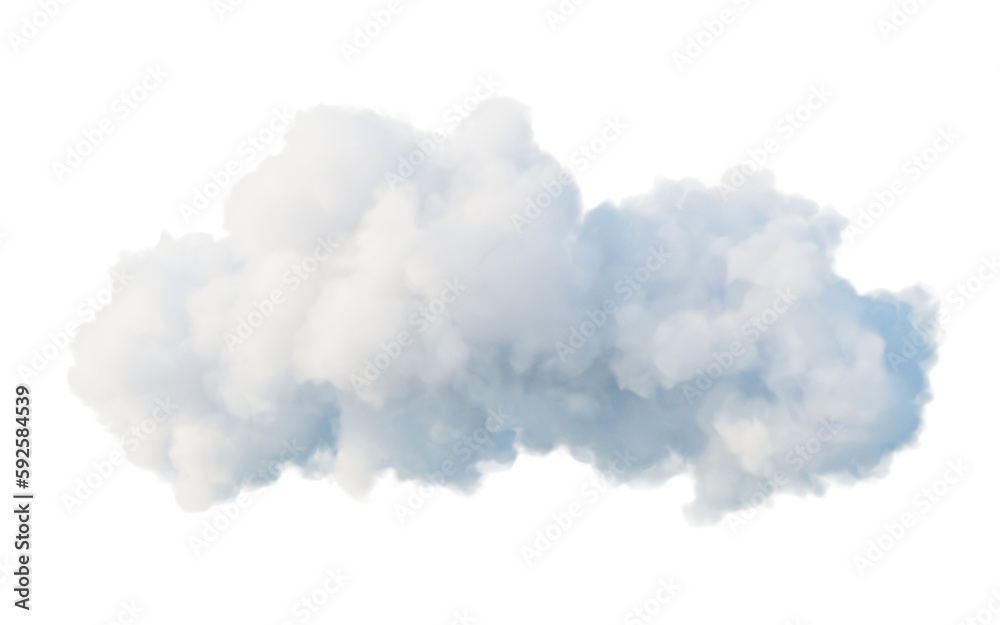 Cloud on white background, 3d rendering. - obrazy, fototapety, plakaty 