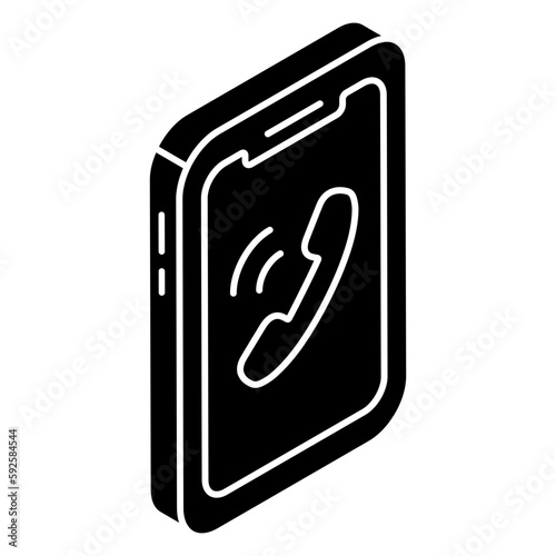 A colored design icon of mobile incoming call