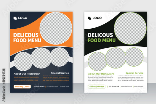 Fast Food Flyer Design Template cooking, cafe and restaurant menu, food ordering, junk food. Vector illustration for banner, poster, flyer, cover, menu, brochure