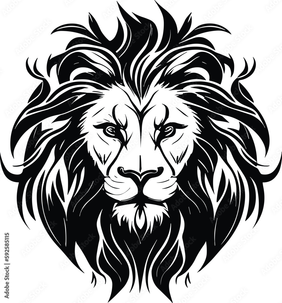 Lion head minimal logo vector illustration silhouette