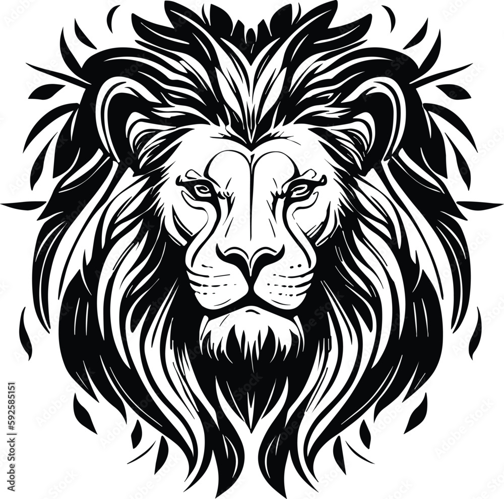 Lion head minimal logo vector illustration silhouette