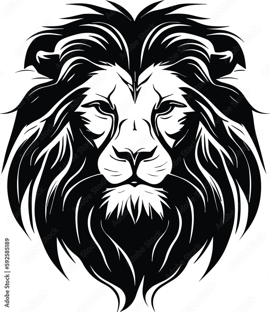 Fototapeta premium Lion head minimal logo vector illustration silhouette