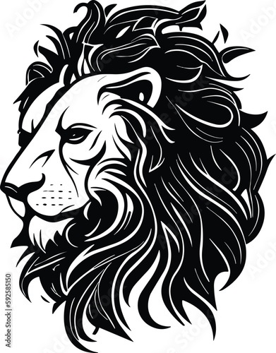Fototapeta Naklejka Na Ścianę i Meble -  Lion head minimal logo vector illustration silhouette