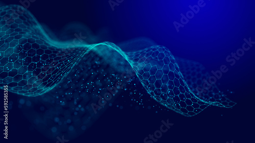 Abstract digital wave. Digital network background. 3D rendering