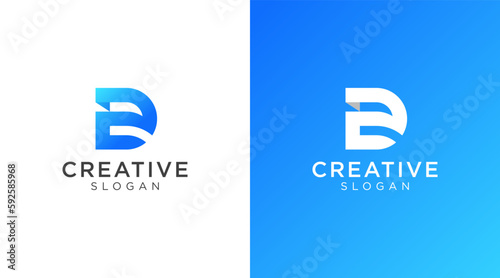 Colorful Letter D logo design for various types of businesses and company. 2D or D2 logo vector