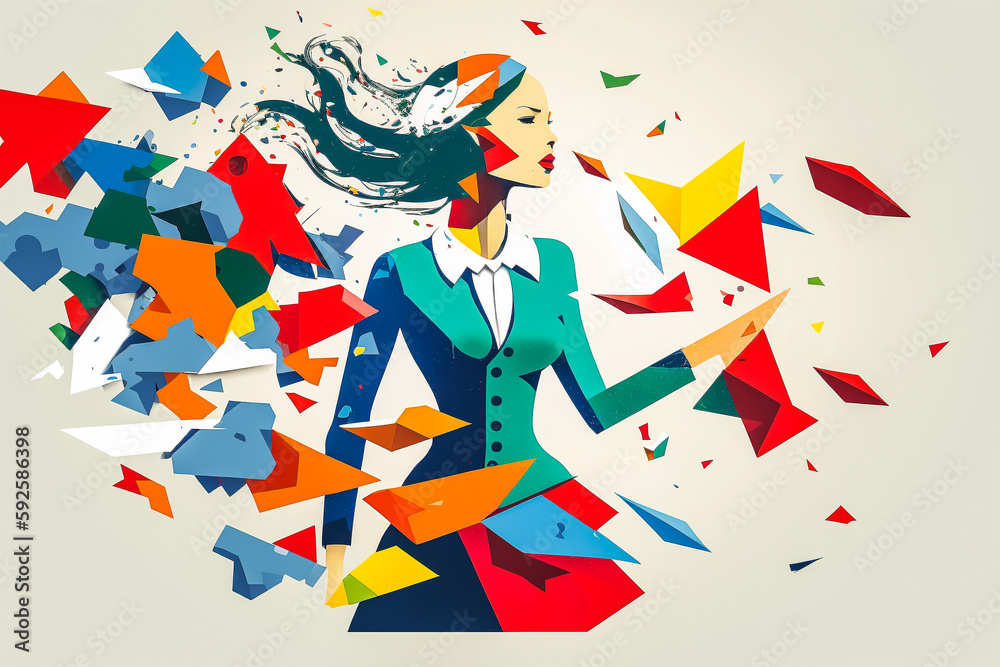 Femme d'affaires recevant de nombreux messages, sms, mails, courriers - Générative IA Femme d'affaires recevant de nombreux messages, sms, mails, courriers - Générative IA