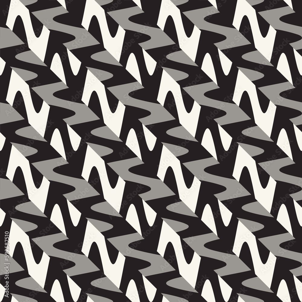 Monochrome Distortion Waves Textured Pattern