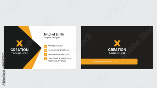 Modern and creative business card template. double sided business card design. flat orange business card inspiration