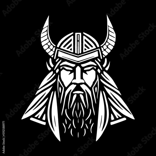 Odin Legendary God Mascot Vector. Odin vector and logo icon King Illustration Art, God Odin illustration in tattoo style.