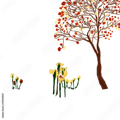 tree with leaves and flower