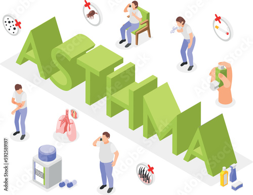 Asthma Isometric Text Composition