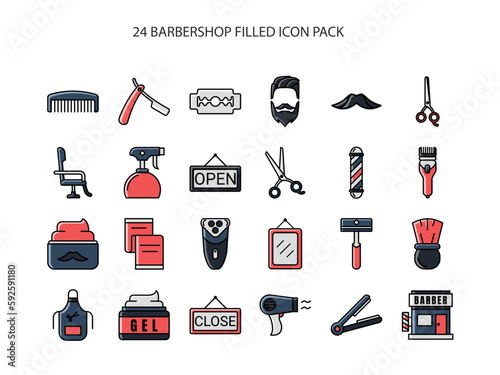 Set of Barbershop Filled Icon Design Vector Illustration.