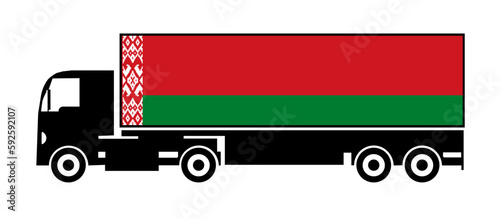 Symbol of National Delivery Truck with Flag of Belarus, international humanitarian aid