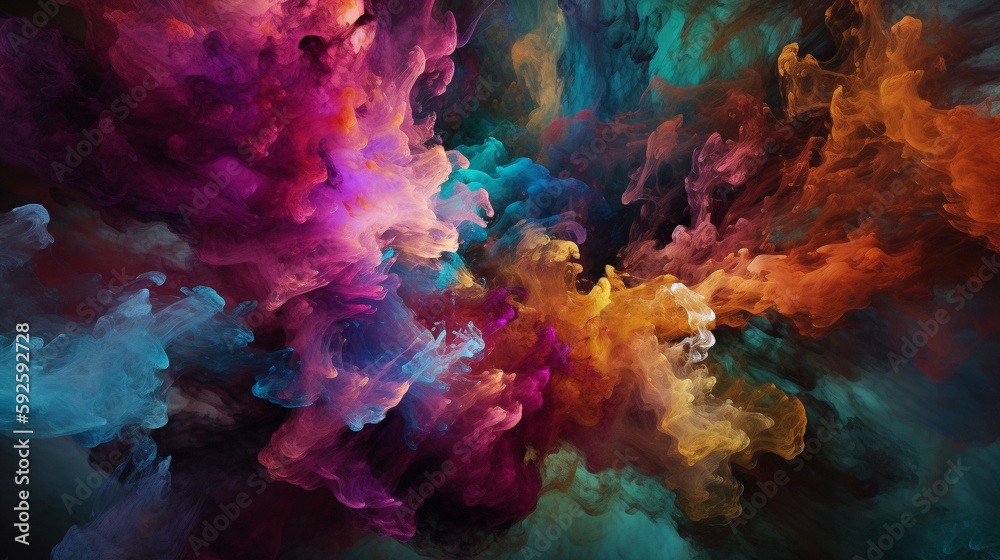 Abstract colorful illustration of a nebula. Generative AI