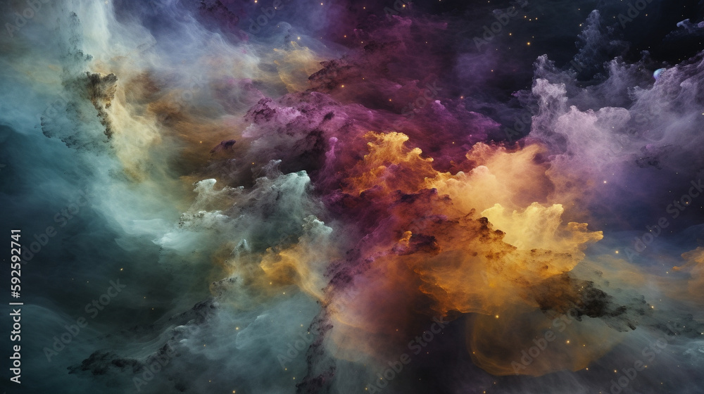 Abstract colorful illustration of a nebula. Generative AI