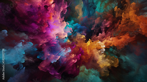 Abstract colorful illustration of a nebula. Generative AI
