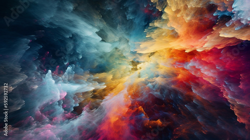Abstract colorful illustration of a nebula. Generative AI