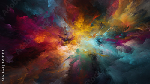 Abstract colorful illustration of a nebula. Generative AI