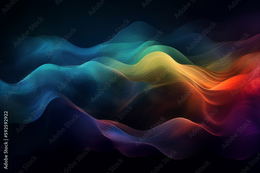 Colorful abstract wavy background with gradient. Generative AI Colorful abstract wavy background with gradient. Generative AI