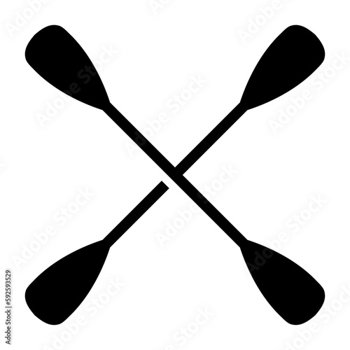 Logo aislado con silueta de remos cruzados de kayak o canoa