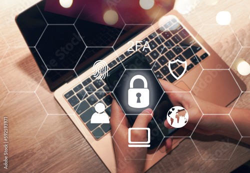  Cyber, personal data, privacy and information security. Internet networking  protection security system concept. Padlock icon on tech code background. 