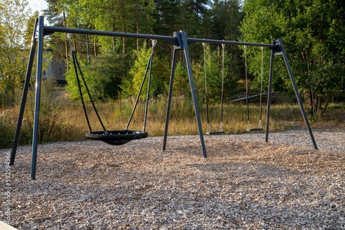 Swings in a children's playground