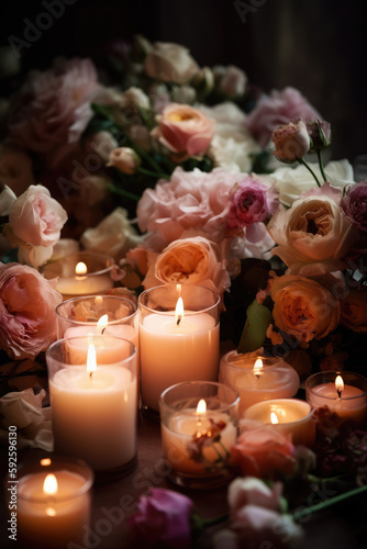 Luminous Bloom with Candles amidst Flowers