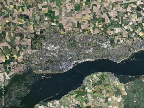 Dundee, Scotland - Great Britain. High-res satellite. No legend