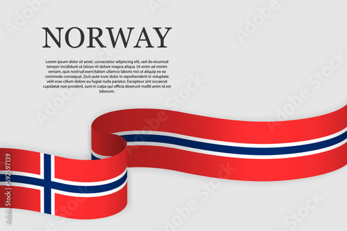 Ribbon flag of Norway photo