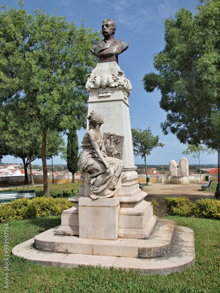 The monument of Dr. Francisco Eduardo de Barahona Fragoso in the Garden of Diana. Evora - Portugal