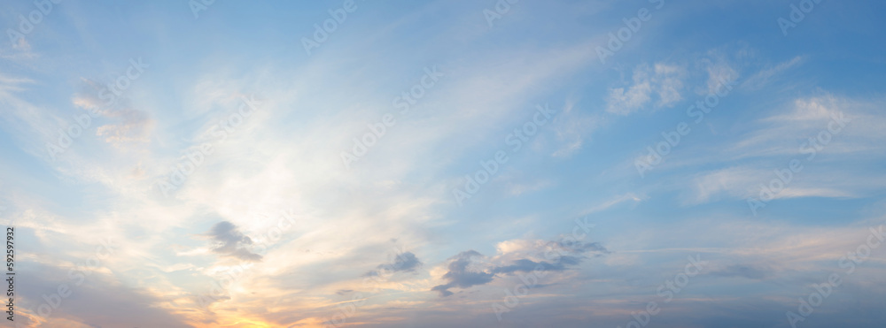 Beautiful celestial world. Sunset or sunrise sky with clouds