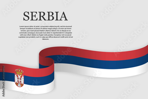 Ribbon flag of Serbia photo