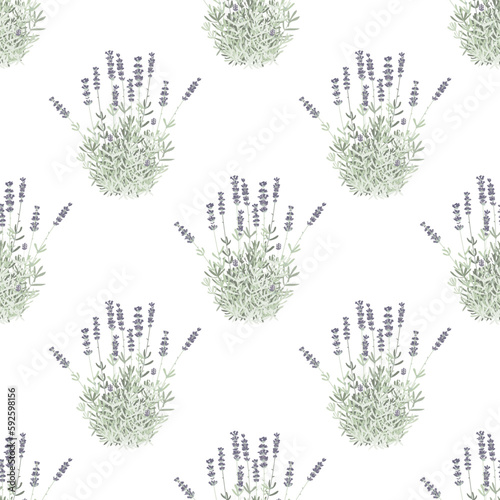 Lavender field seamless pattern set, vector illustration. Floral geometric background.