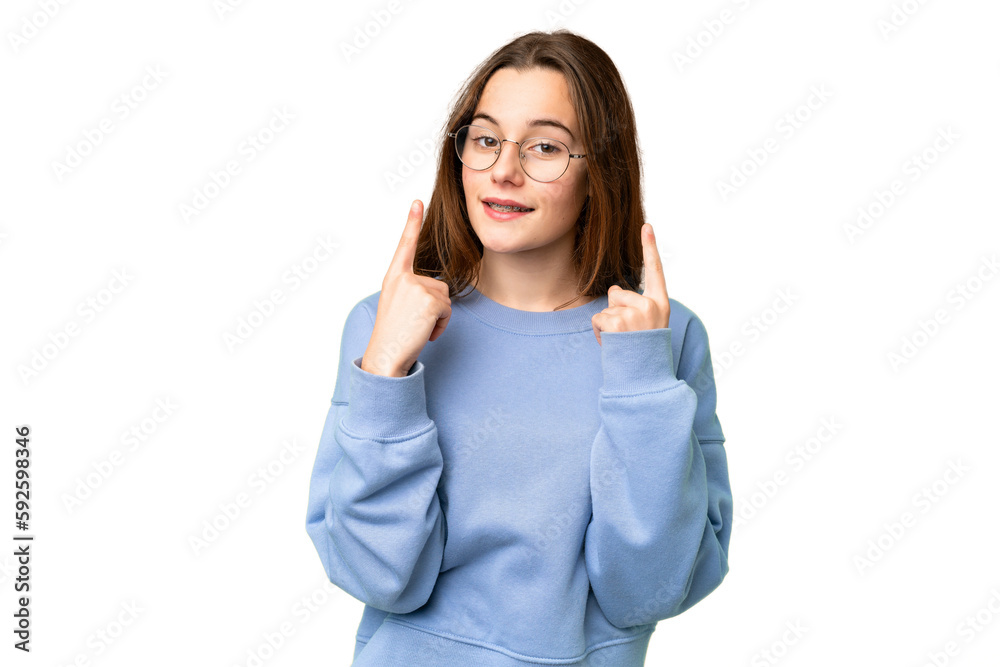 Teenager girl over isolated chroma key background smiling with a happy and pleasant expression Teenager girl over isolated chroma key background smiling with a happy and pleasant expression