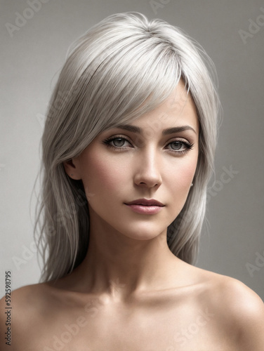 A beautiful woman portrait, studio shoot. Generative AI.