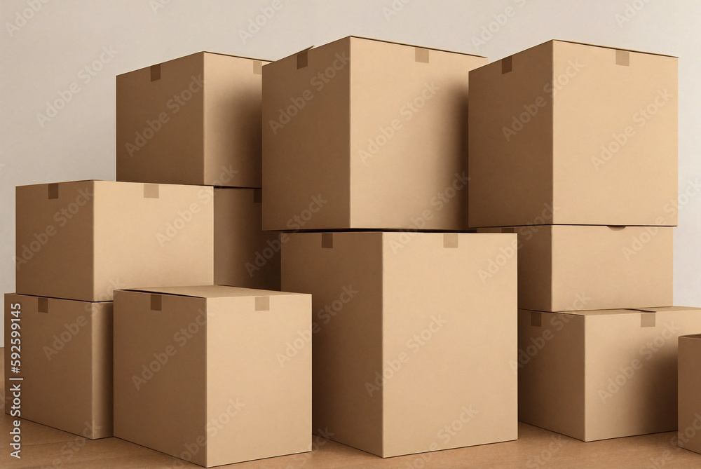 A bunch of cardboard boxes. Generative AI. A bunch of cardboard boxes. Generative AI.