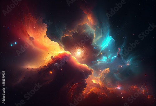 abstract space nebula background. Generative AI