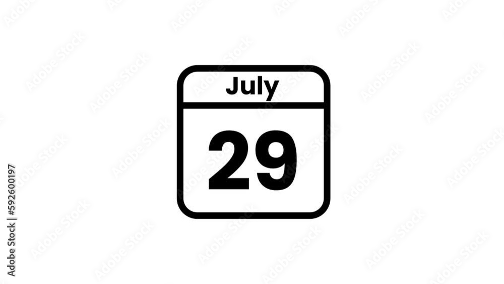 29 July calendar icon animation. Luma matte with transparent background 4K resolution 29 July calendar icon animation. Luma matte with transparent background 4K resolution