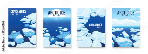 Frozen Arctic Cracked Ice Poster Set